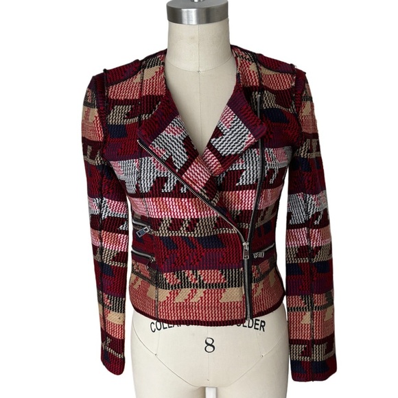 Maje Paris Red Multi Woven Tapestry Jacket, size S - Picture 4 of 8